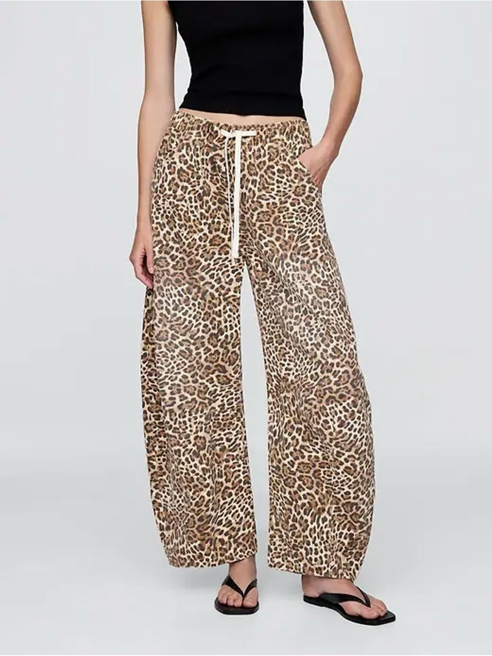 GAP Leopard Print High Waisted Barrel Pull On Jeans Pants Sz Small Brown Fall